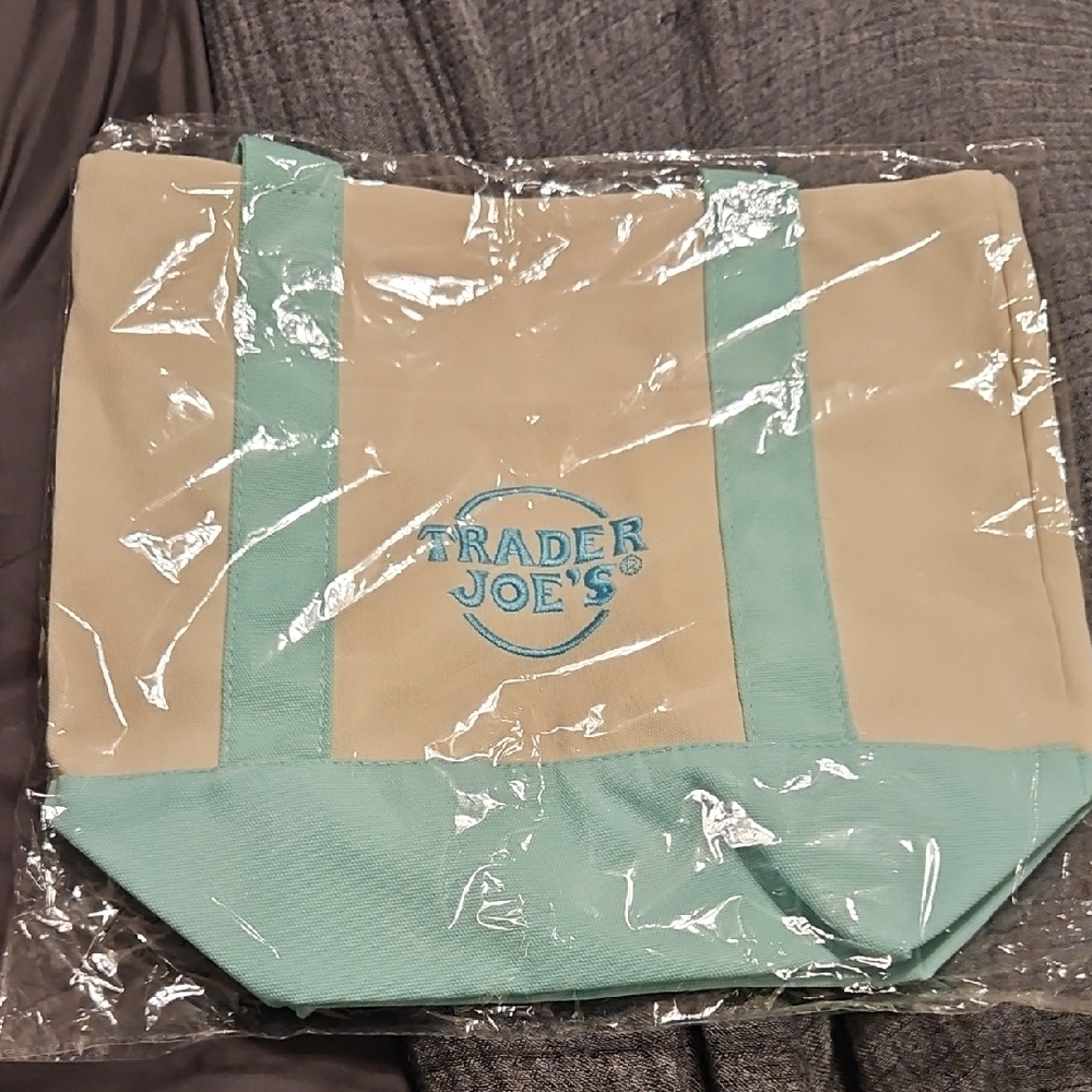 Trader Joe's Beige and Teal Mini Bag